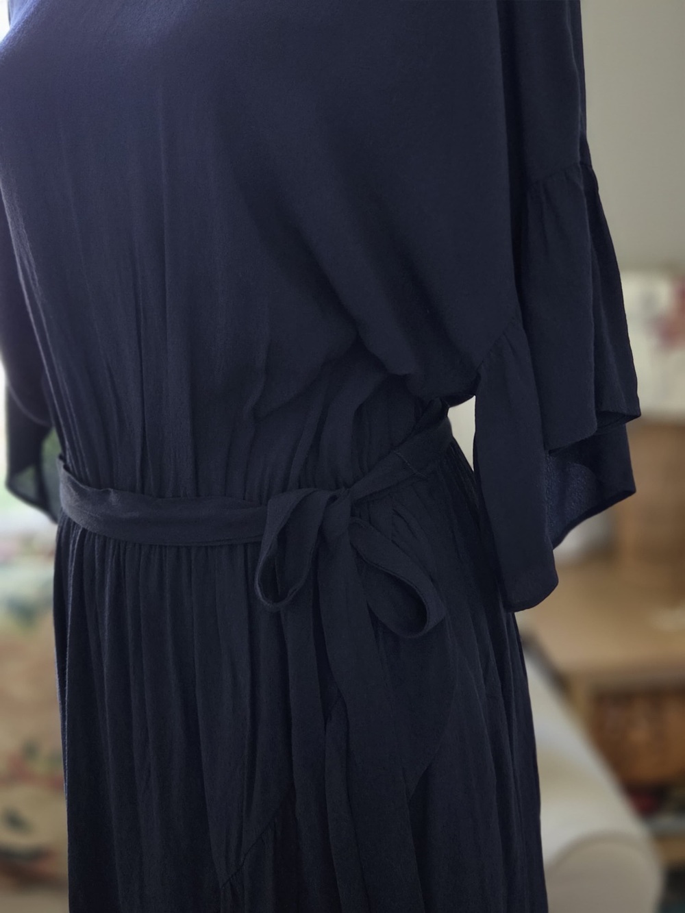 GAP Navy Tie-Waist Midi Dress - Picture 3 of 4